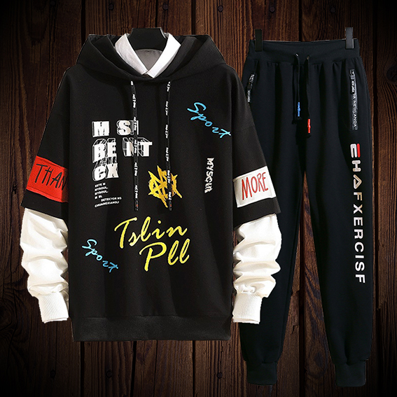 Bộ Quần Áo Nỉ Nam Áo Hoodies Có Mũ Trùm Đầu Phối Hoạ Tiết Chữ Sport Kết Hợp Quần Jogger Khoá Túi Bo Ống Đơn Giản Thời Trang Hot Trend 4HER SET NAM 90000142