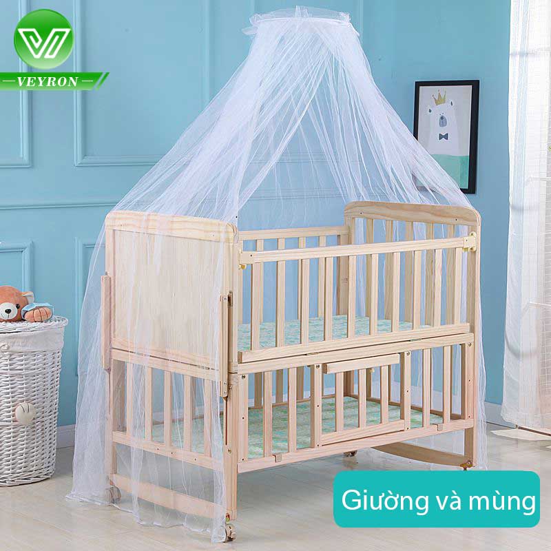 [HCM]giường em bé gỗ mộc đa chức năng nhiều tầng nôi em bé không phun sơn có thể di động