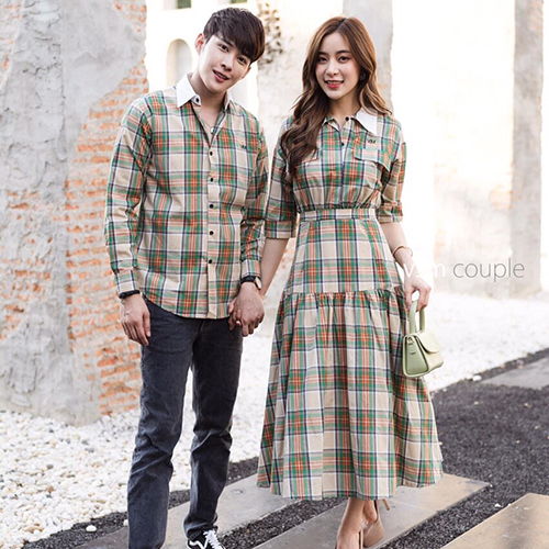 Áo váy đôi caro maxi (áo váy rời)