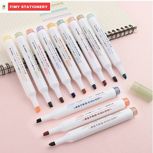 Set 6 bút highlight pastel dạ quang fimy m02 nhiều màu