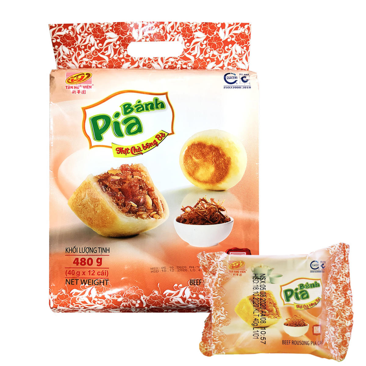 Gói 12 cái bánh pía mini thịt chà bông bò tân huê viên