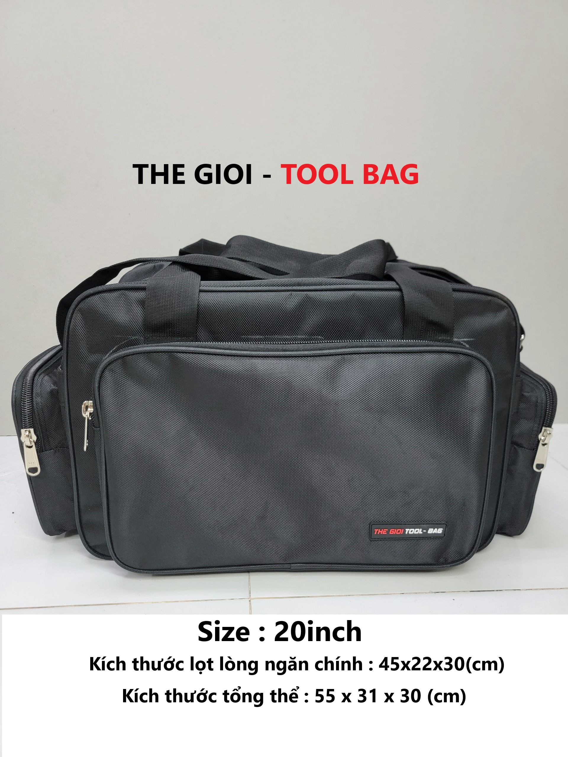 + Túi được thiết kế gồm có 5 ngăn, một ngăn chính và bốn ngăn phụ bốn bên  + Túi thiết kế ngăn phụ ở mặt sau rất to để được bìa hồ sơ và laptop rất thoải mái  Túi để được khoan bê tông , khoan tay, khoan pin, máy cắt cầm tay ...v.v.v.  -------------------