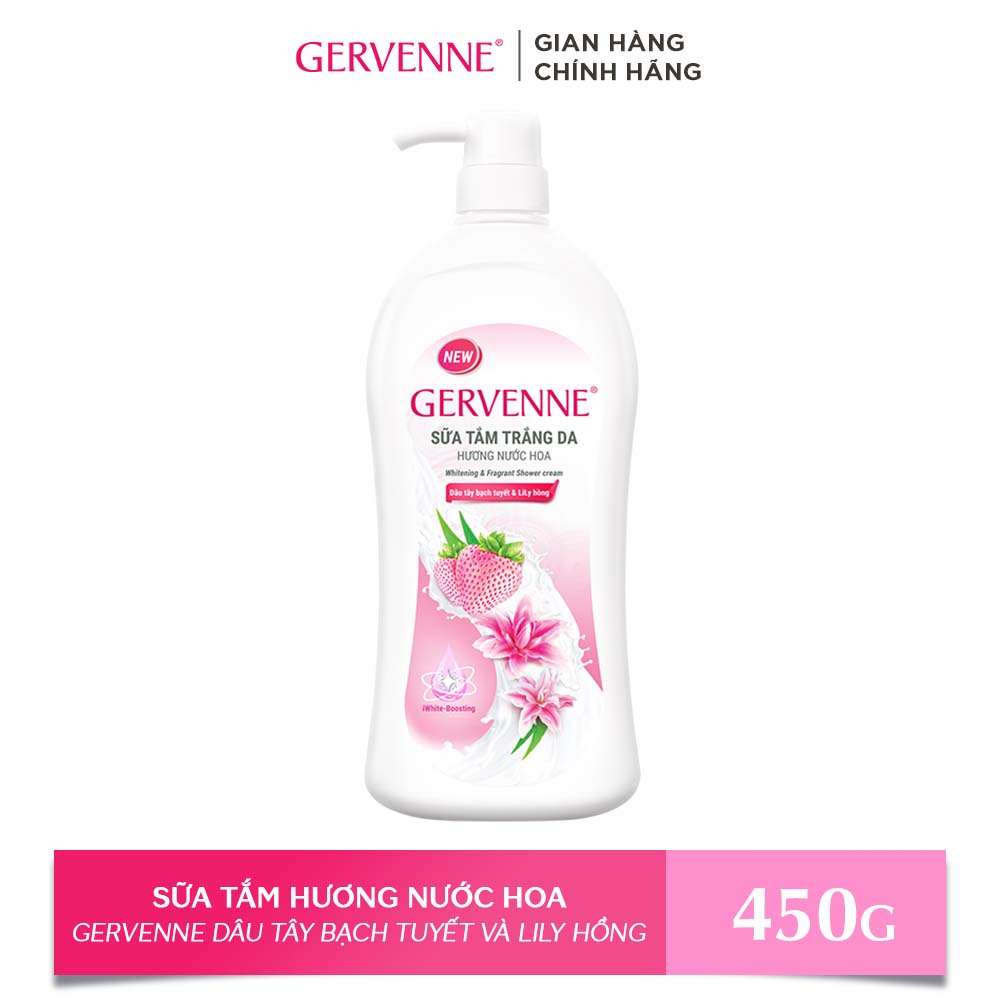 Sữa tắm trắng da hương nước hoa Gervenne Dâu Tây Bạch Tuyết và Lily Hồng
