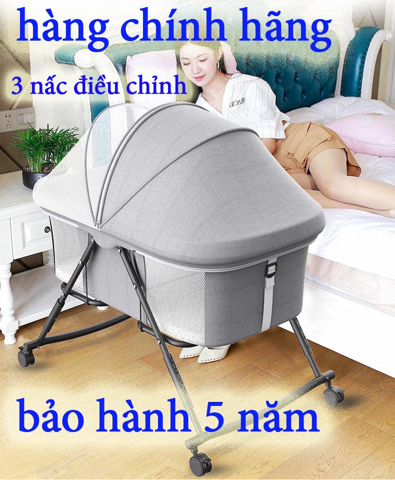 Nôi gấp gon trẻ sơ sinh, 3 chế độ hẹn giờ 5 xích đu, Giường cho trẻ sơ sinh, Nôi du lịch cạnh giường có thể điều chỉnh