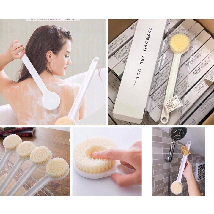 Cây Cọ Tắm Bông Tắm Chà Lưng Hàng Xuất Nhật, Chổi Cọ Tắm Sợi Mềm Cán Dài, BÀN CHẢI CỌ LƯNG CAO CẤP - BÀN CHẢI MUJI XUẤT NHẬT XỊN - BÀN CHẢI MASSAGE LƯNG CÁN DÀI DỄ CẦM THUẬN TIỆN