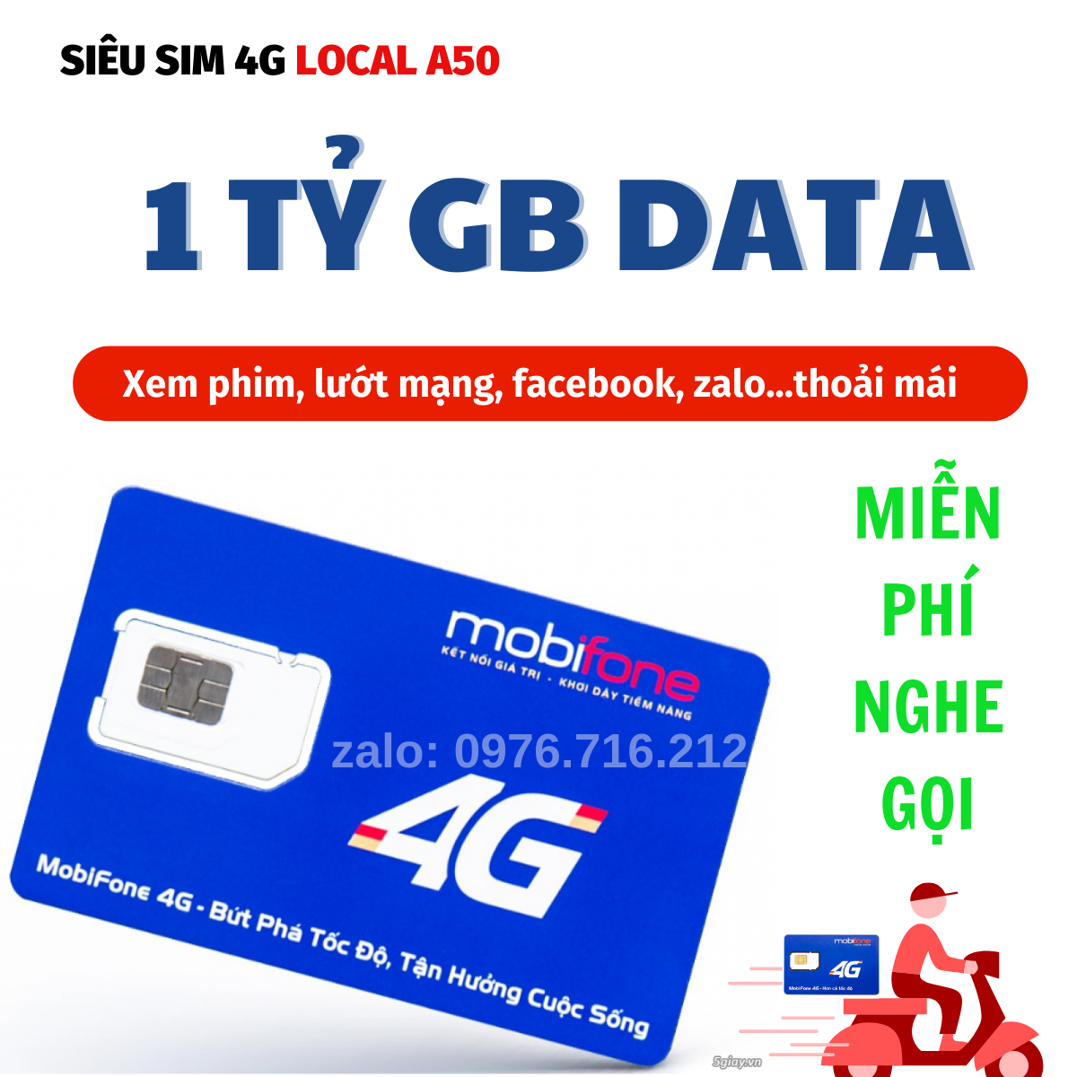 Sim Local A50 , Truy cập internet thả ga , Gọi nội ngoại mạng thoải mái chỉ với 50k/tháng FREESHIP - CHƯA KÍCH HOẠT.