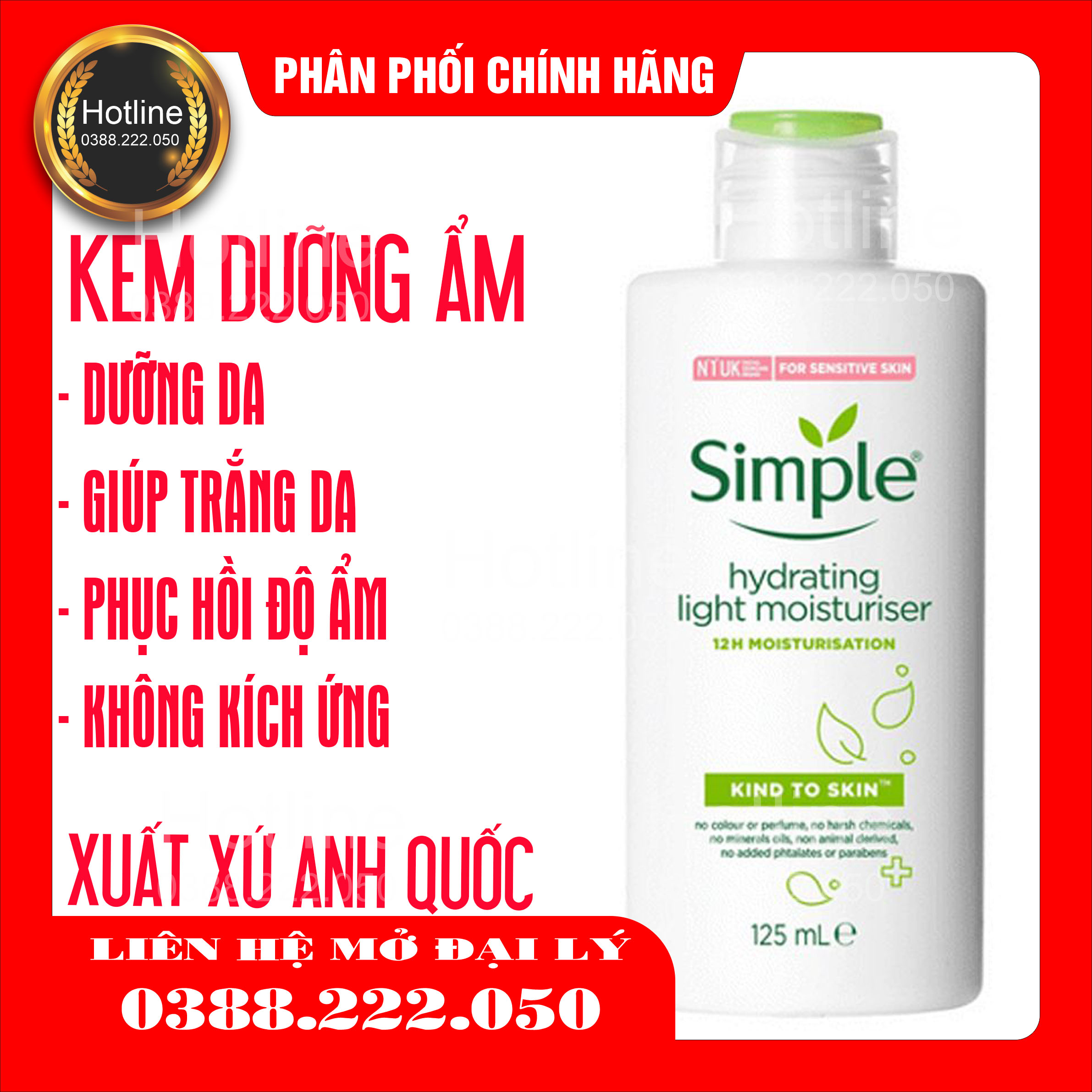 Kem dưỡng ẩm Simple Hydrating Light Moisturise