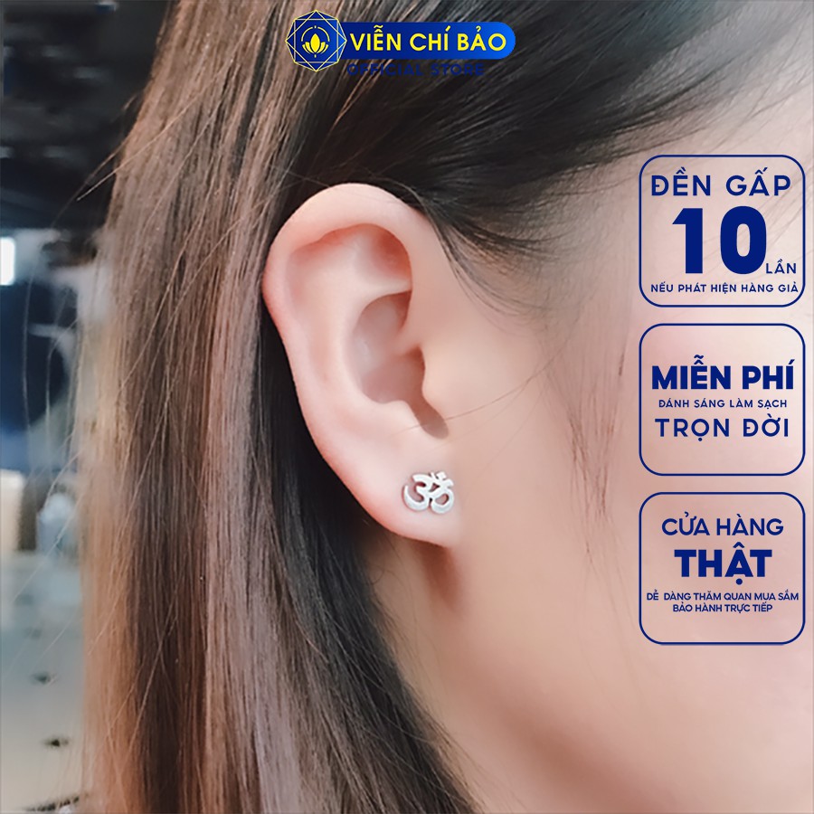 Bông tai bạc nữ chữ Om chất liệu bạc S925 trẻ trung nữ tính thương hiệu