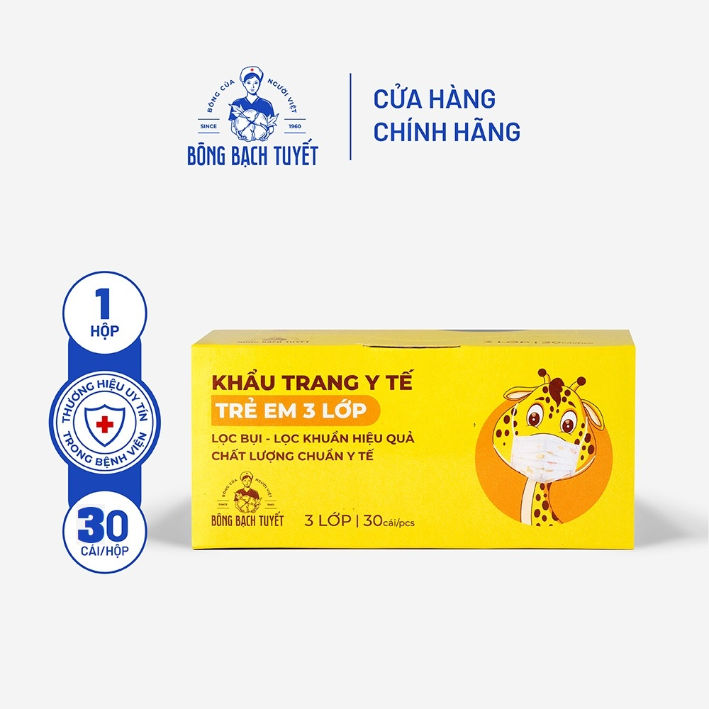 Khẩu trang y tế trẻ em Bạch tuyết hình thú dễ thương ( hộp 30cái)