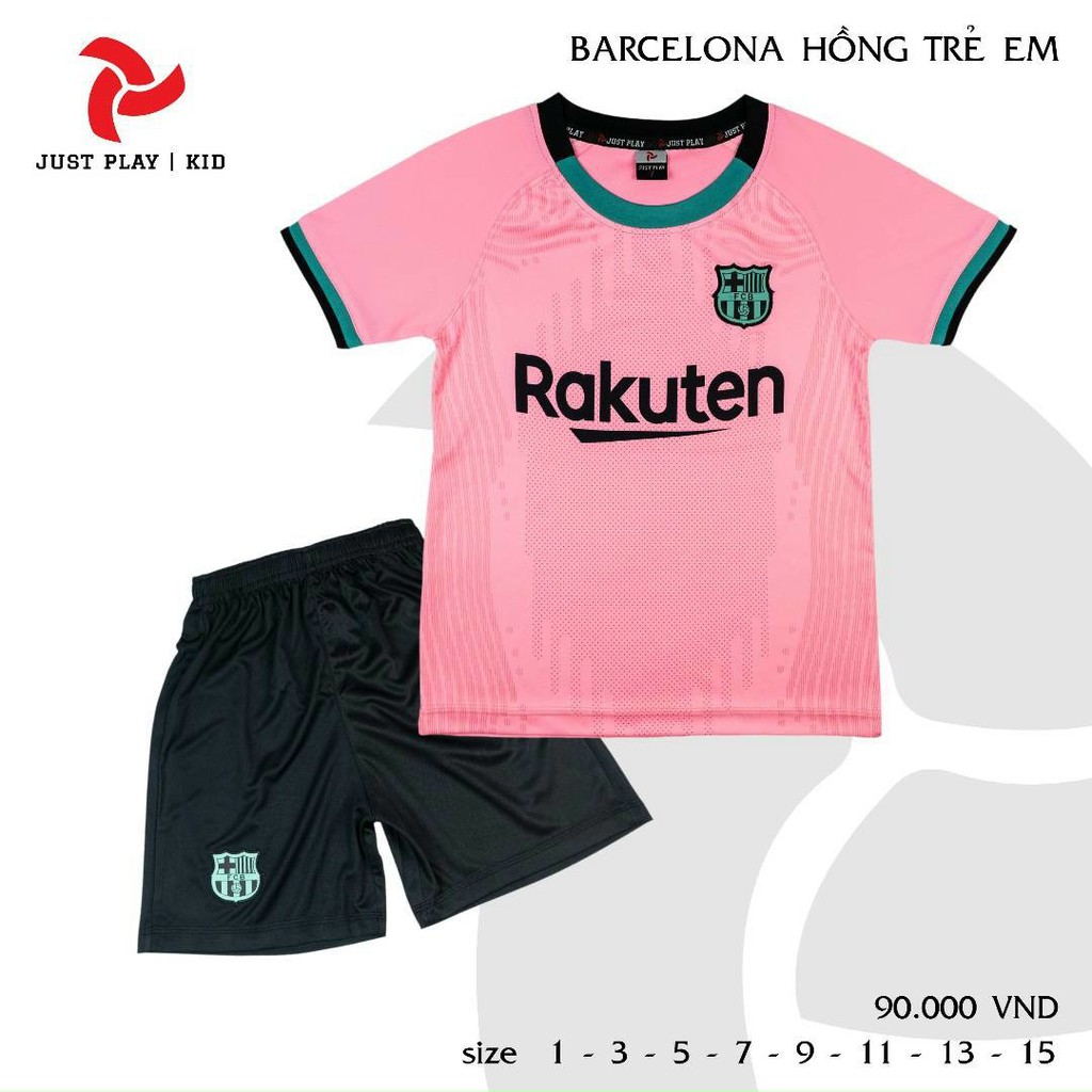 Bộ quần áo đá banh Barcelona hồng cho bé gái