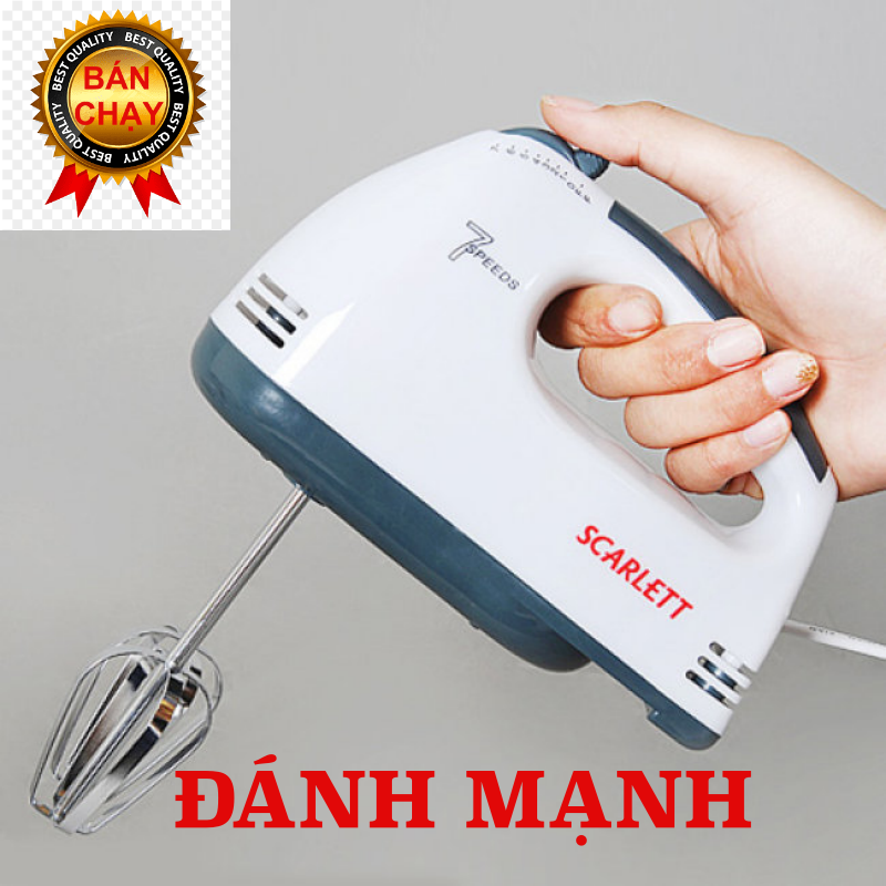 Máy Đánh Trứng SCARLETT, 7 Chế Độ, kèm 2 bộ đánh inox , Kích thước 18x13x10cm, BH 12 tháng chính hãng