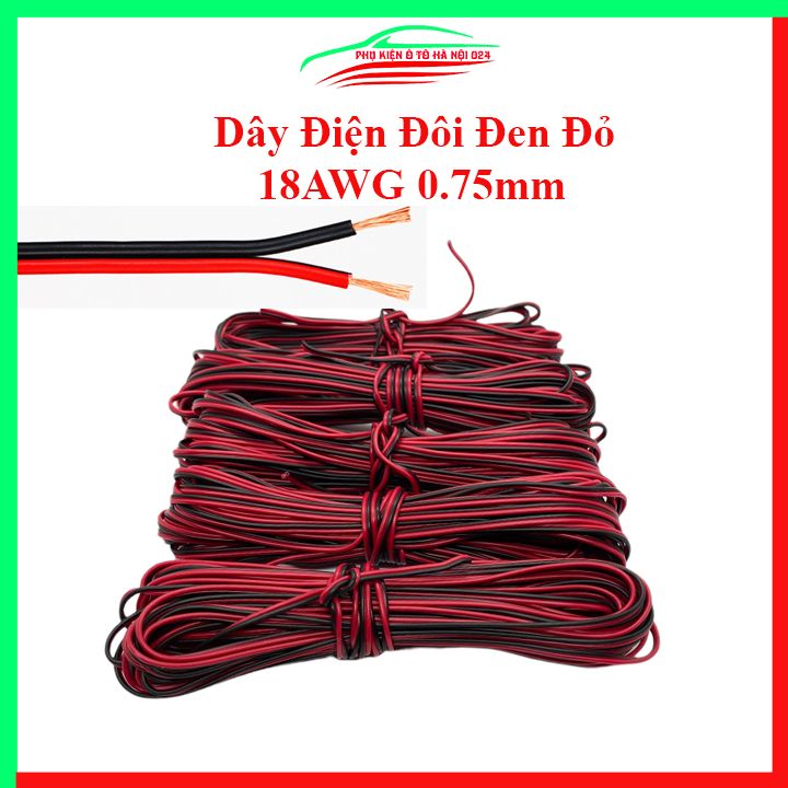 Dây điện đôi đen đỏ 18awg lõi 0.75mm