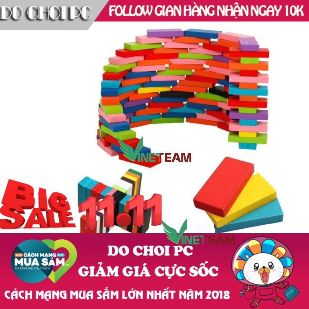 Đồ chơi trẻ em - Bộ đồ chơi 120 quân Domino bằng gỗ nhiều màu sắc