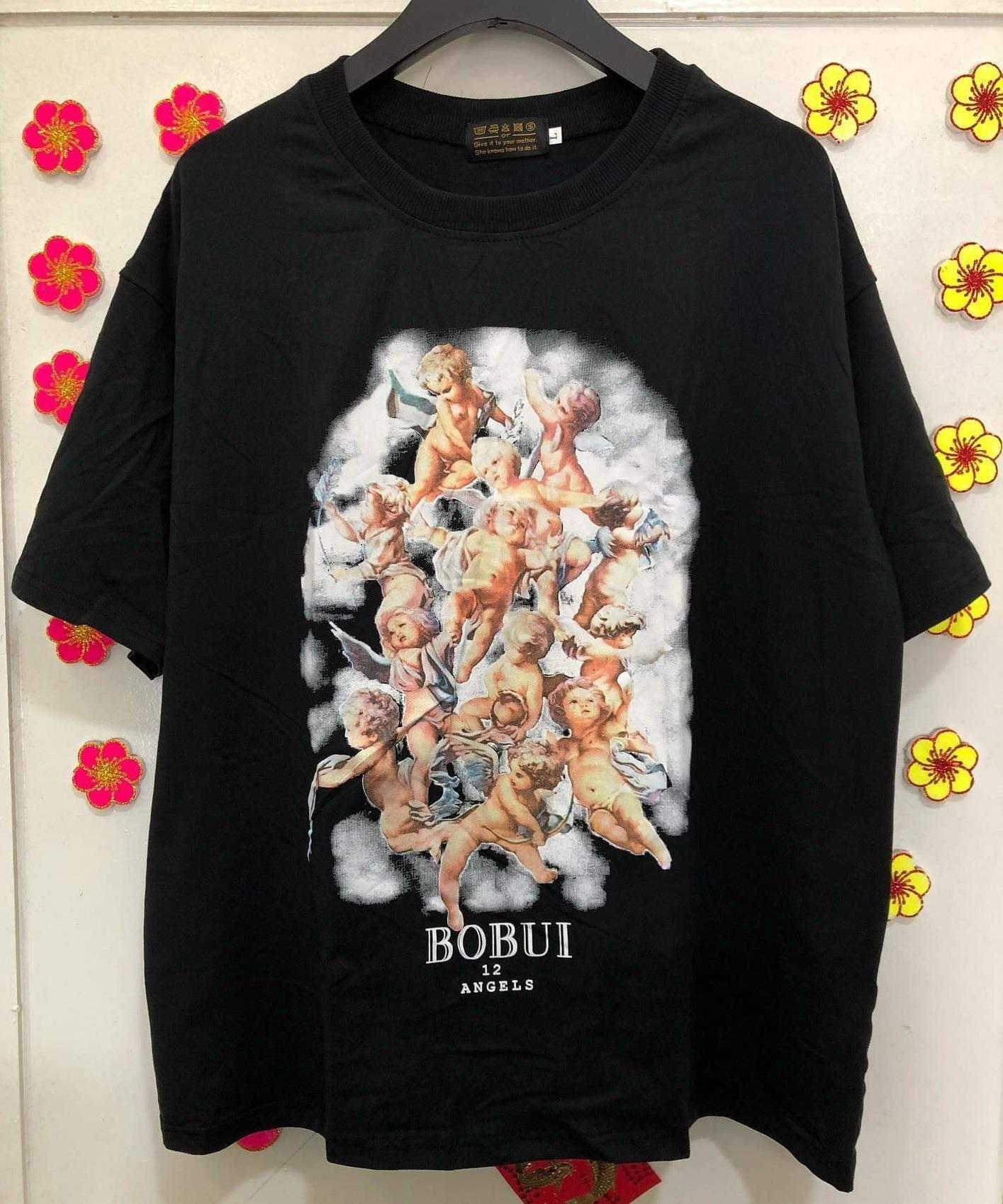 Áo Phông BOBUI 12 Angels Local Brand Chính Hãng - Áo Thun Bobui Saigon 12 Thiên Thần Unisex - Tee BOBUI 12 Angel Đen Trắng Xanh Hồng