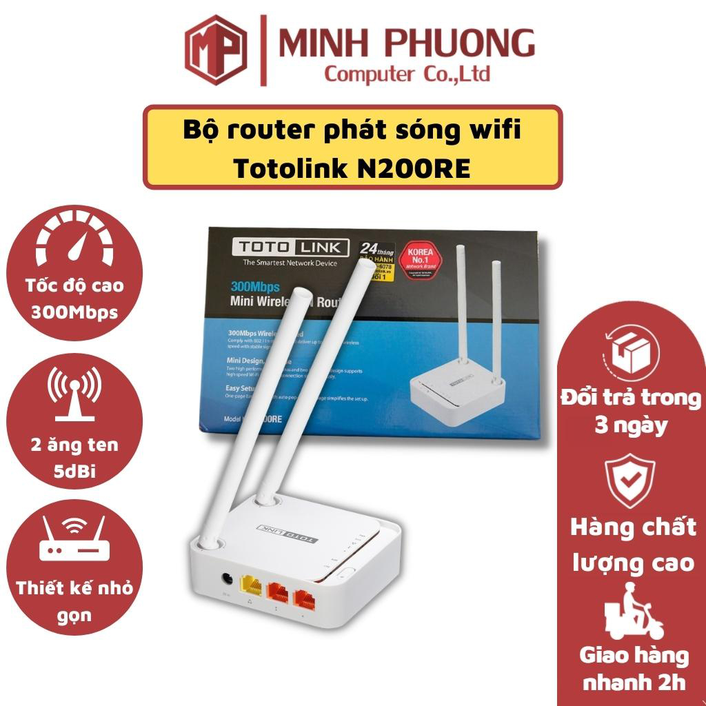 Bộ Phát Wifi Chuẩn N 300Mbps TOTOLINK N200RE - Hàng Chính Hãng