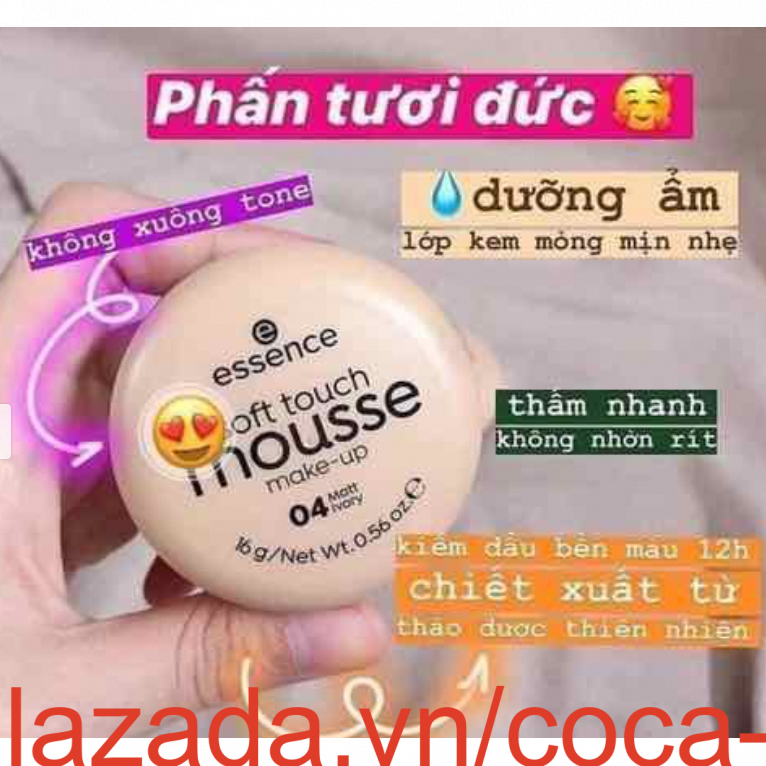 Phấn Tươi Đức Essence Soft Touch Mousse tone Màu Tự Nhiên 04 - thấm nhanh , dưỡng ẩm, lớp kem mịn màng