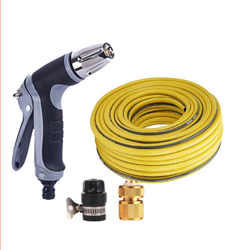 Bộ dây và vòi xịt tăng áp rửa xe tưới cây 10M cút đồng nối nhựa đen 206817