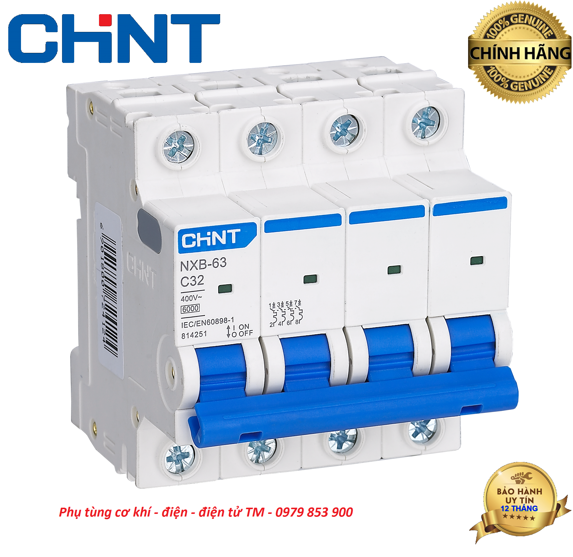 Cb 4 pha/4pole- chint mcb nxb63-4p 6a đến 63a
