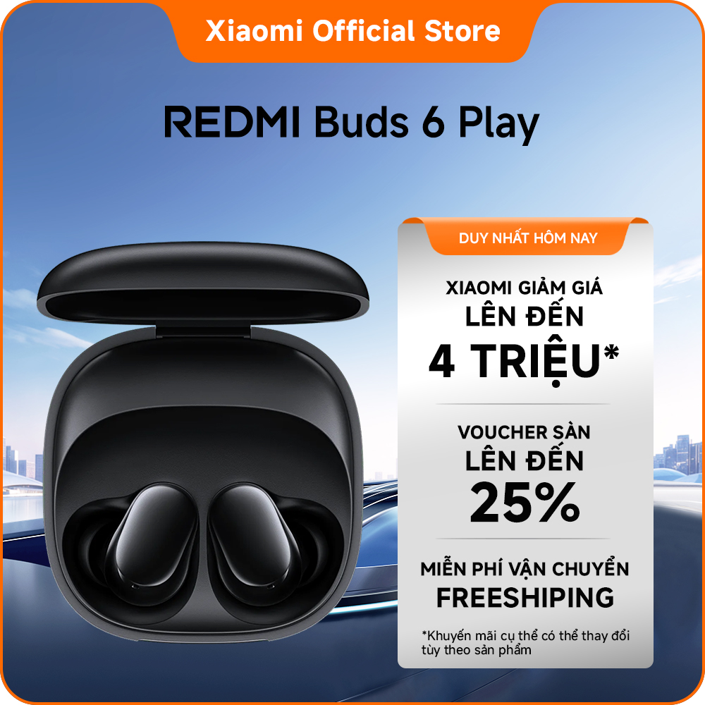 Tai nghe Bluetooth REDMI Buds 6 Play | Thời lượng pin lên tới 36 giờ | Củ loa động 10 mm mang đến âm thanh mạnh mẽ | Giảm tiếng ồn bằng AI cho cuộc gọi rõ ràng