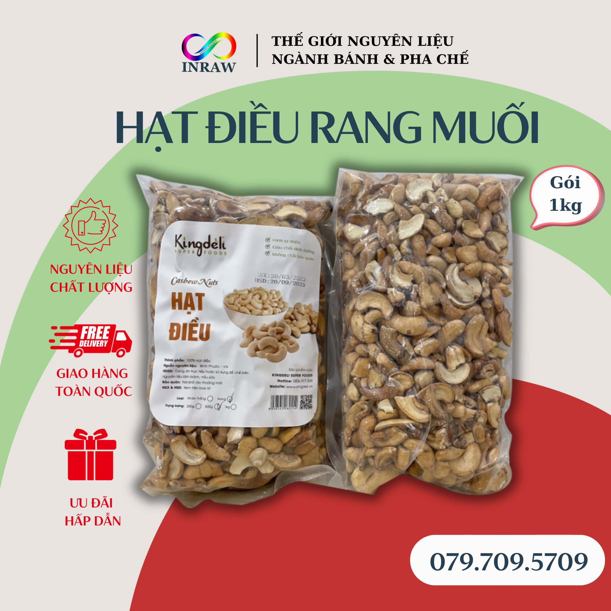 Hạt Điều Bể Đôi Tách Vỏ Túi 1kg - Giao thương hiệu ngẫu nhiên