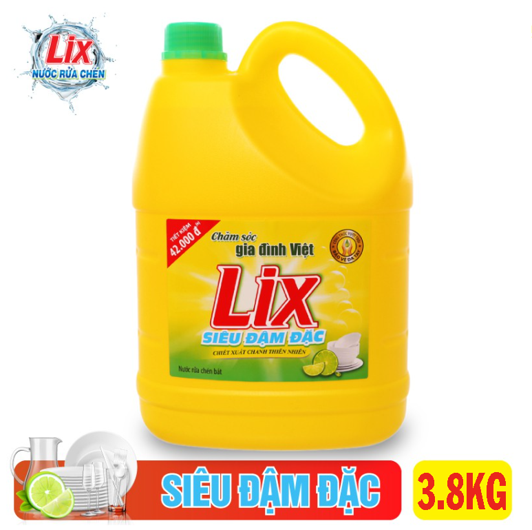 Nước rửa chén lix 3.6kg siêu đậm đặc hương chanh