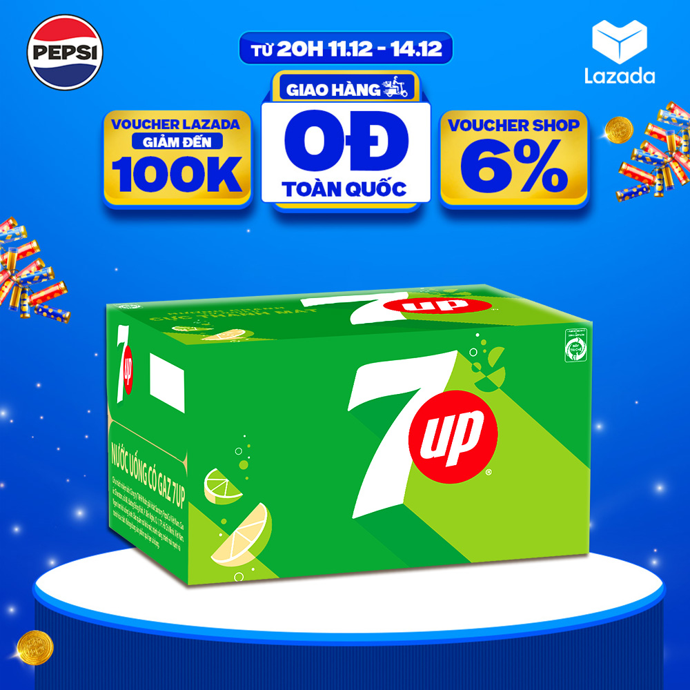 SALE 15.12 Thùng 24 Chai Nước Ngọt Giải Khát Có Gaz 7Up 390ml chai