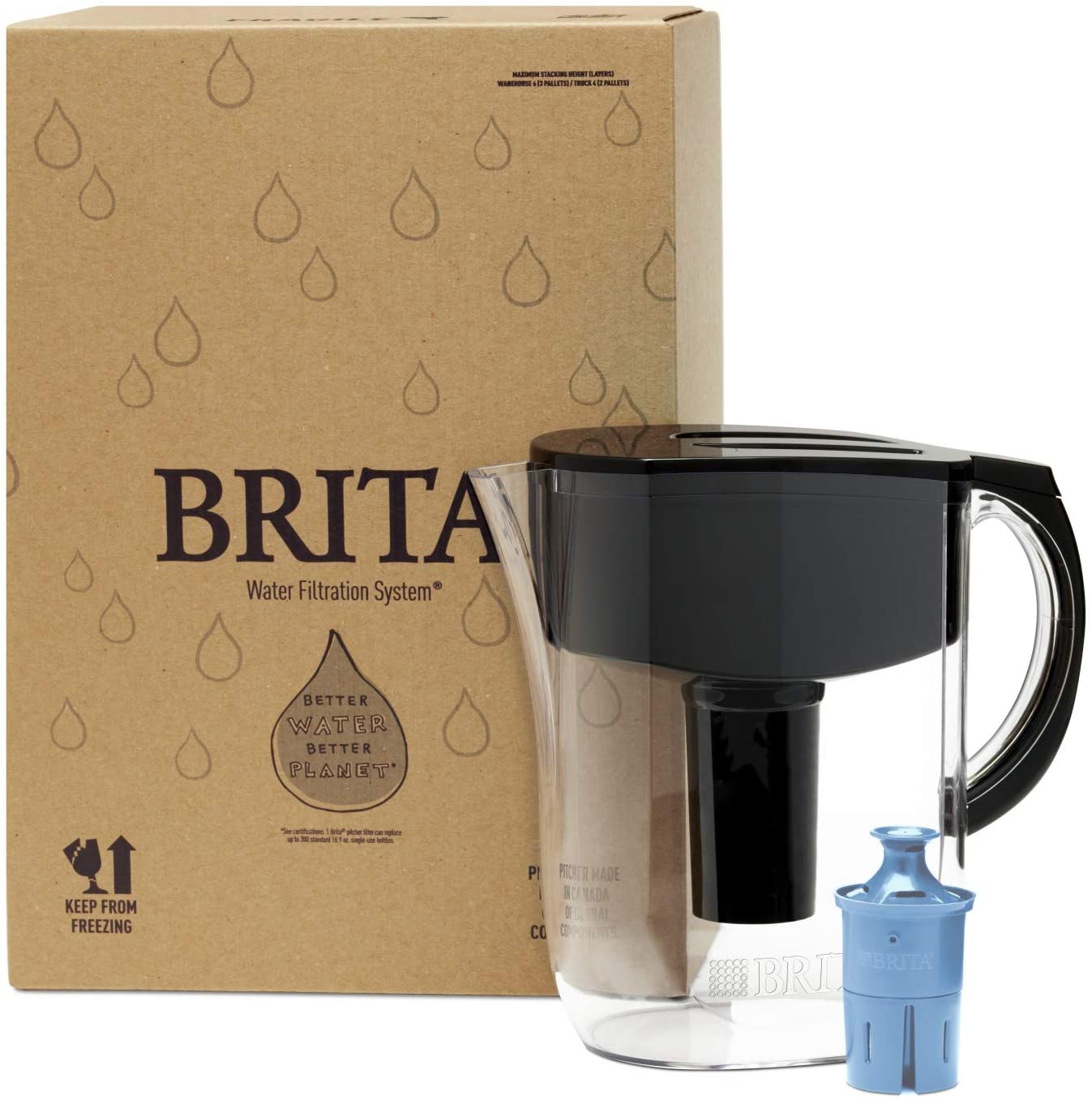 Brita Large Water Filter Pitcher for Tap and Drinking Water with 1 Elite