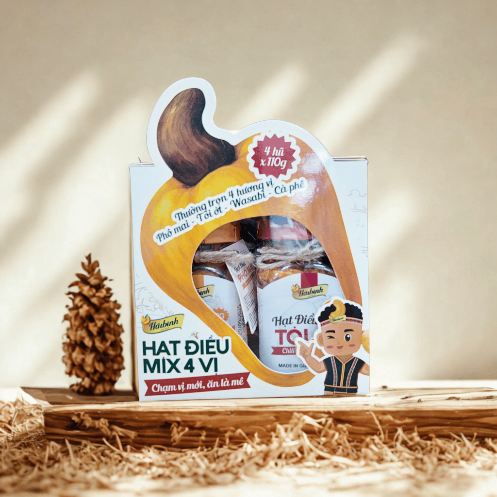|Box 4| Hộp 4 hạt điều mix vị (điều tỏi ớt, điều phô mai, điều wasabi, điều cà phê)