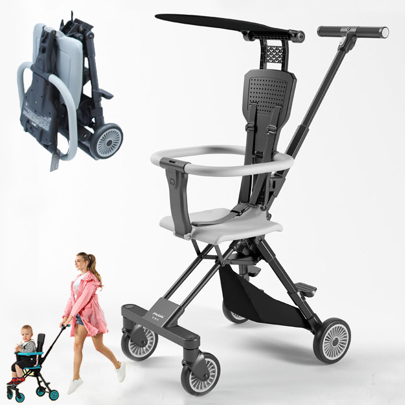 Xe đẩy trẻ em, Xe đẩy du lịch đảo chiều gấp gọn siêu nhẹ Playkids có mái che nắng, trọng lượng chỉ 3,7kg, gấp gọn đựng được trong vali xách tay ( TẶNG KÈM BỘ THẺ HỌC THÔNG MINH 16 CHỦ ĐỀ 416 THẺ CHO BÉ )