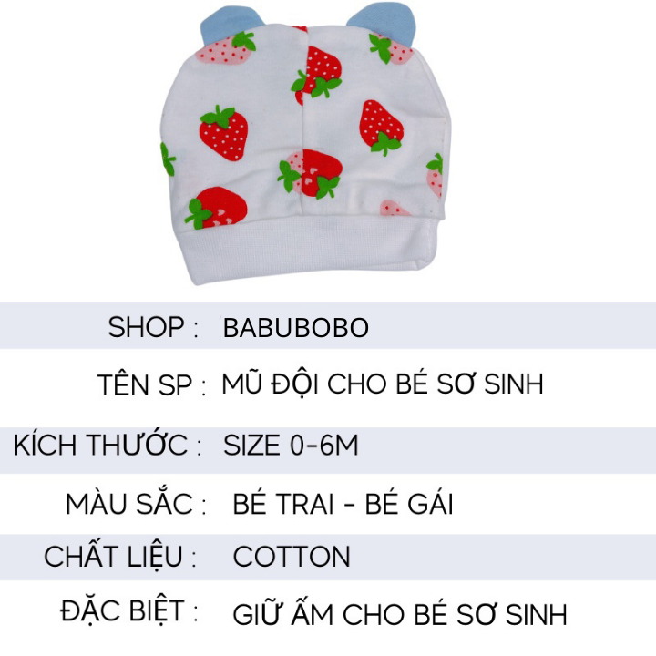 Mũ sơ sinh cho bé mũ che thóp an toàn cho bé phụ kiện mũ nón cho trẻ sơ sinh