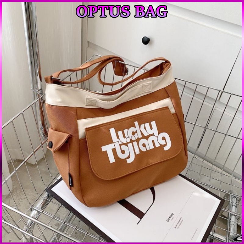 Túi Đeo Chéo Nữ Vải Canvas Túi Đeo Vai Đi Học Đi Chơi Phong Cách Hàn Quốc IN CHỮ  CV LUCKY - OPTUSBAG
