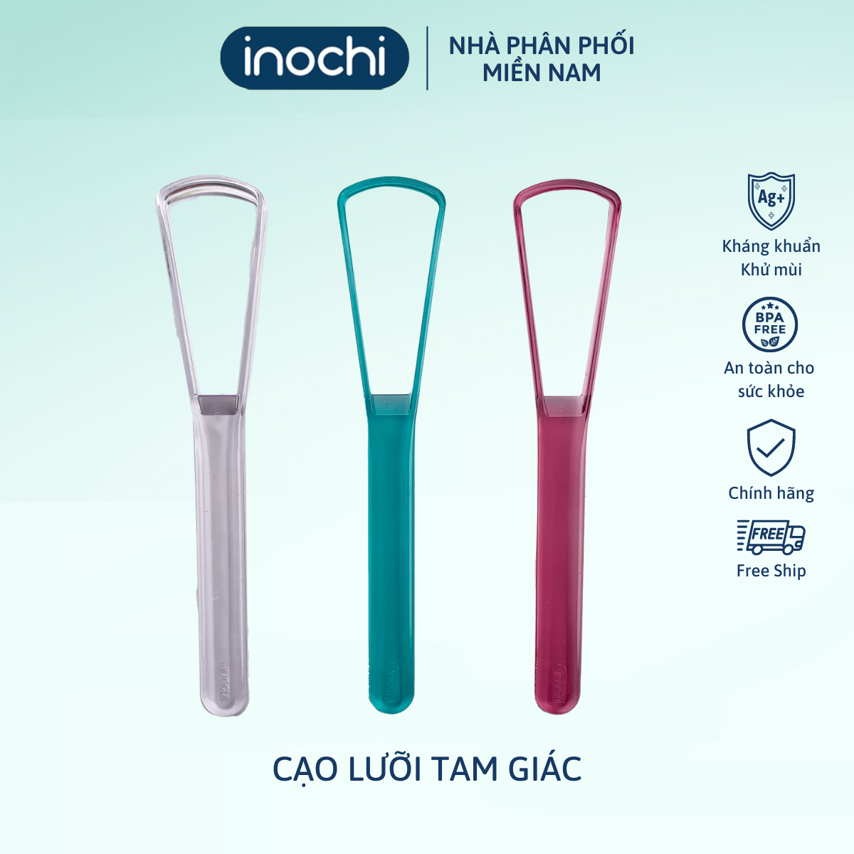 Dụng cụ cạo lưỡi Okina inochi loại vuông - Giao màu ngẫu nhiên
