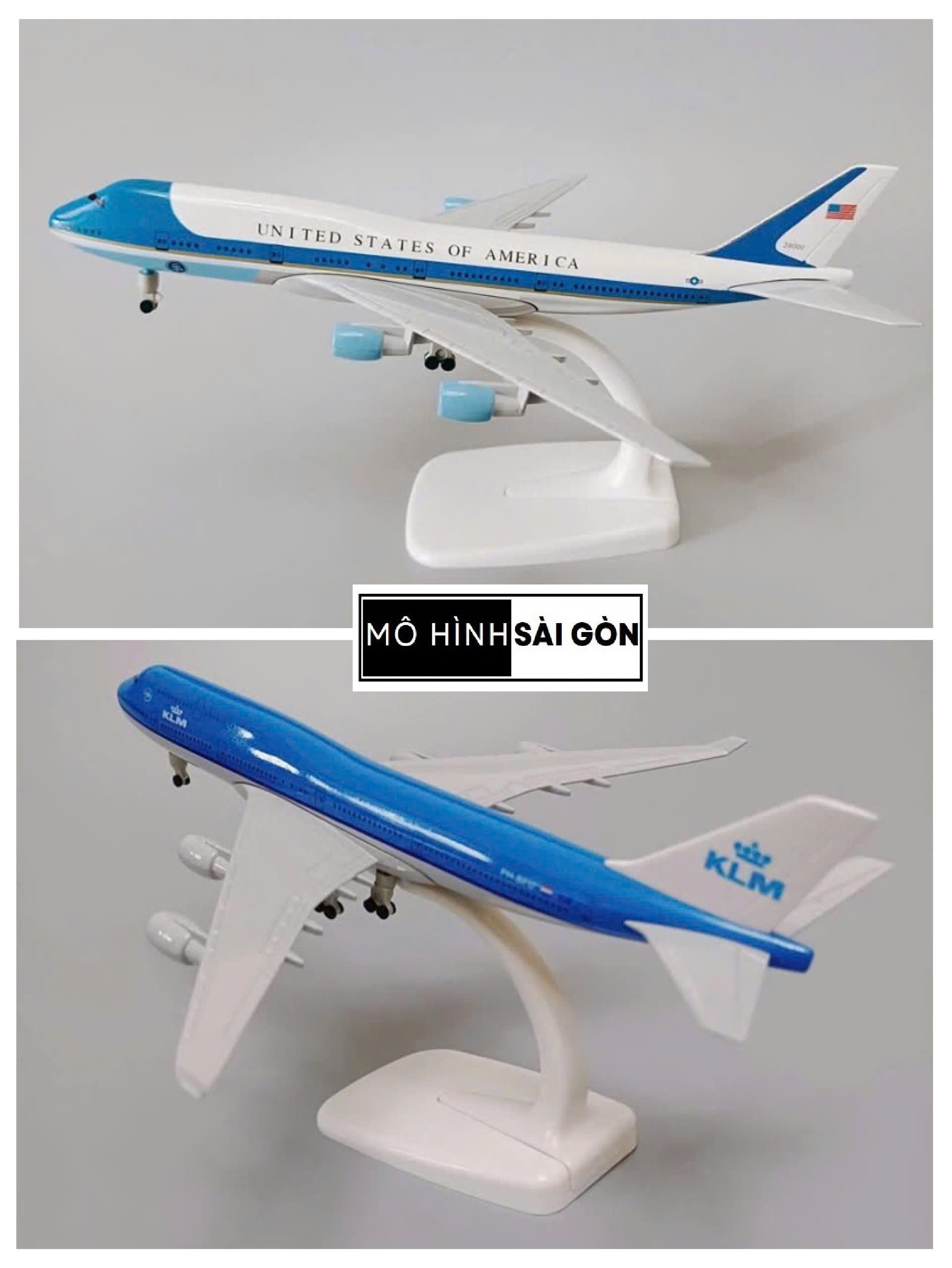 MÔ HÌNH MÁY BAY BOEING B747-400 AIR FORCE ONE và KLM Tỉ Lệ 1:400 Kim Loại Cao Cấp Chuẩn Đẹp