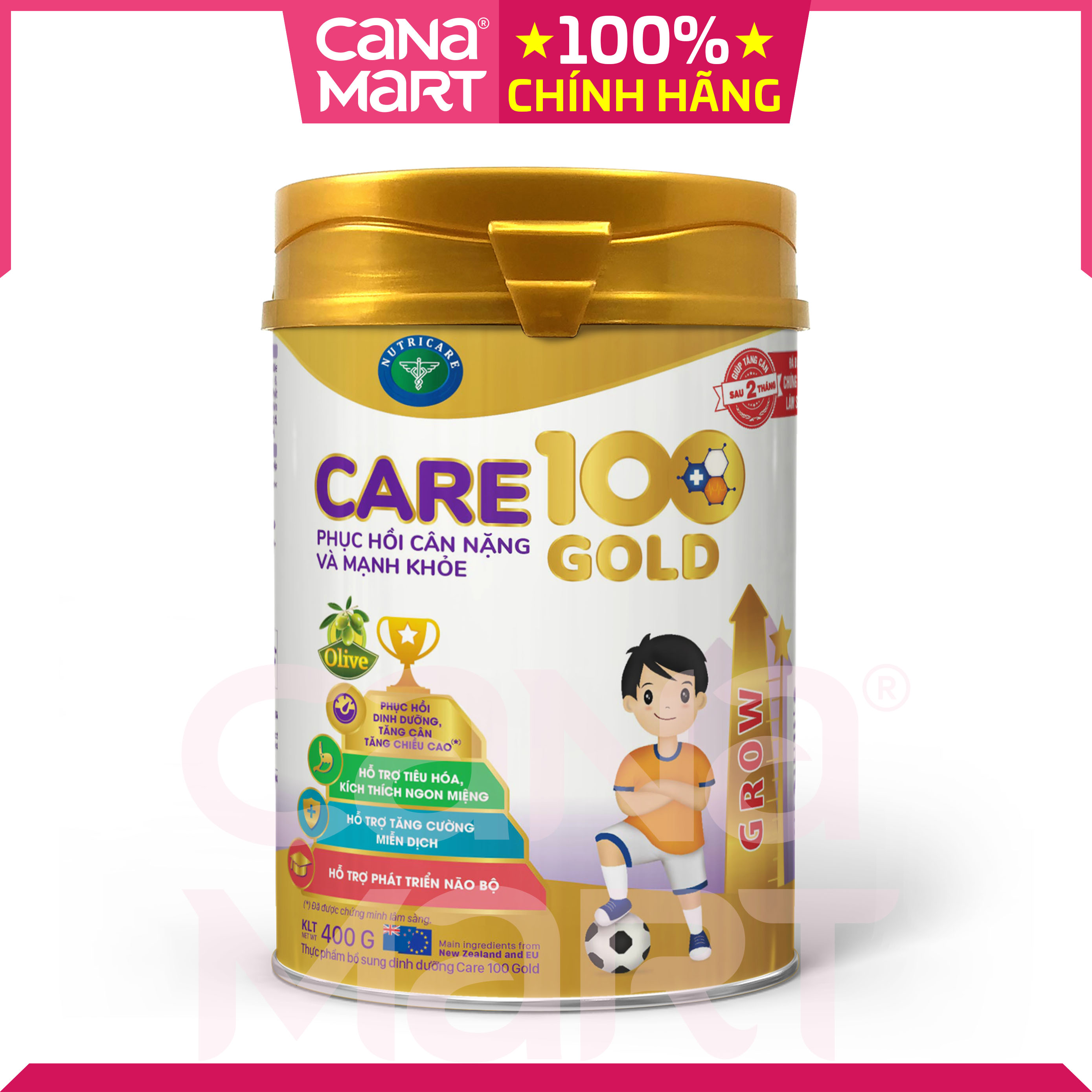 Sữa bột nutricare care 100 gold cho trẻ thấp còi