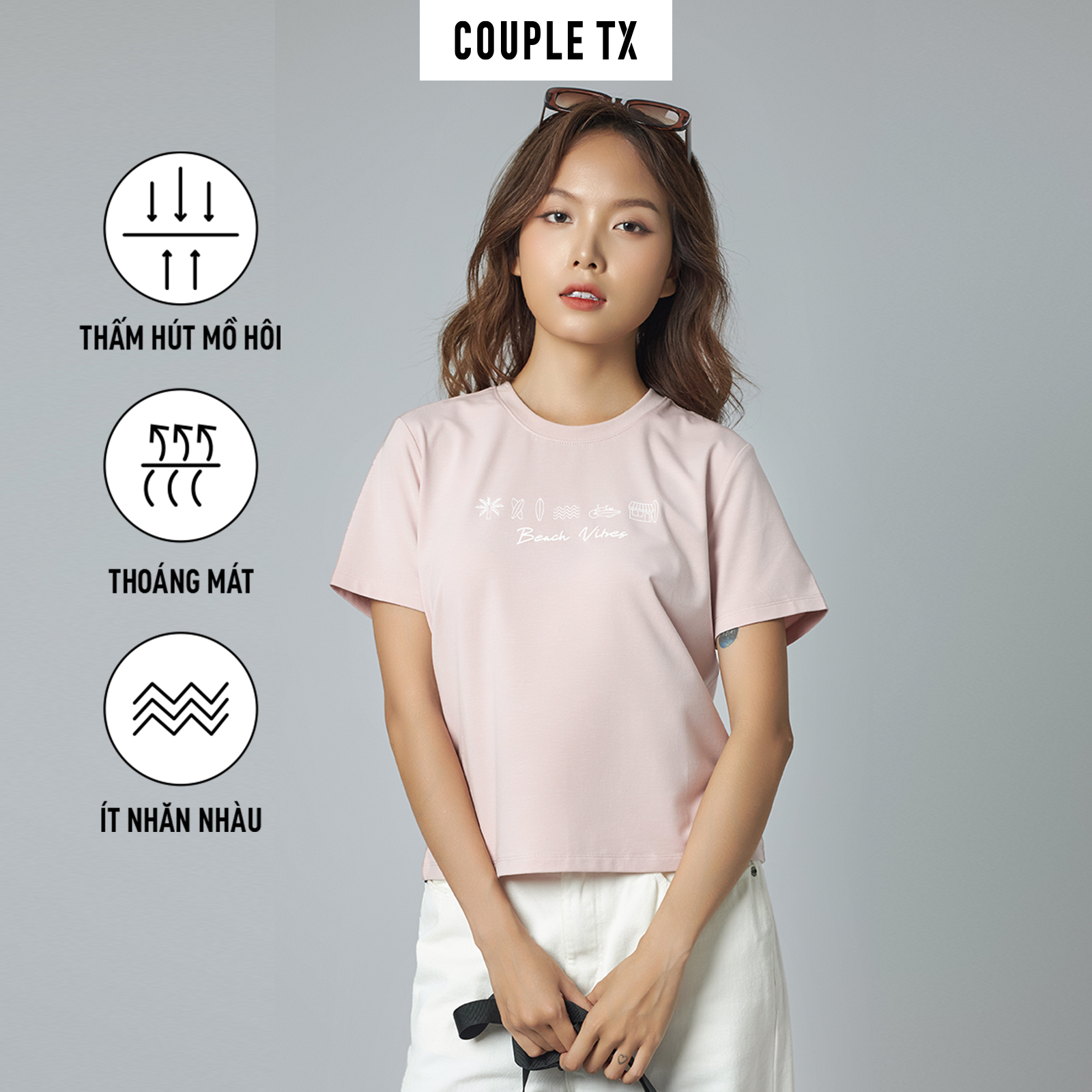 Áo thun nữ couple tx - regular in icon wts 2369