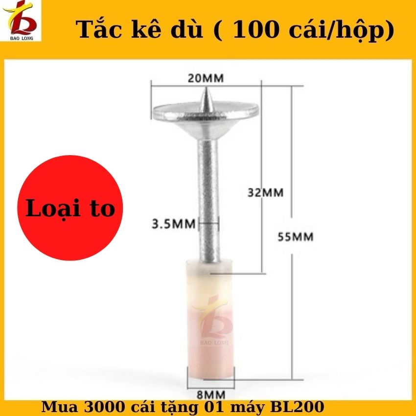 [HCM]Tăc kê ( Tacke ) máy bắn ty Dù tròn ( hộp 100 con) tắc kê chuyên dụng trong xây dựng ép ke ép vách..**Liên hệ để được giá tốt**