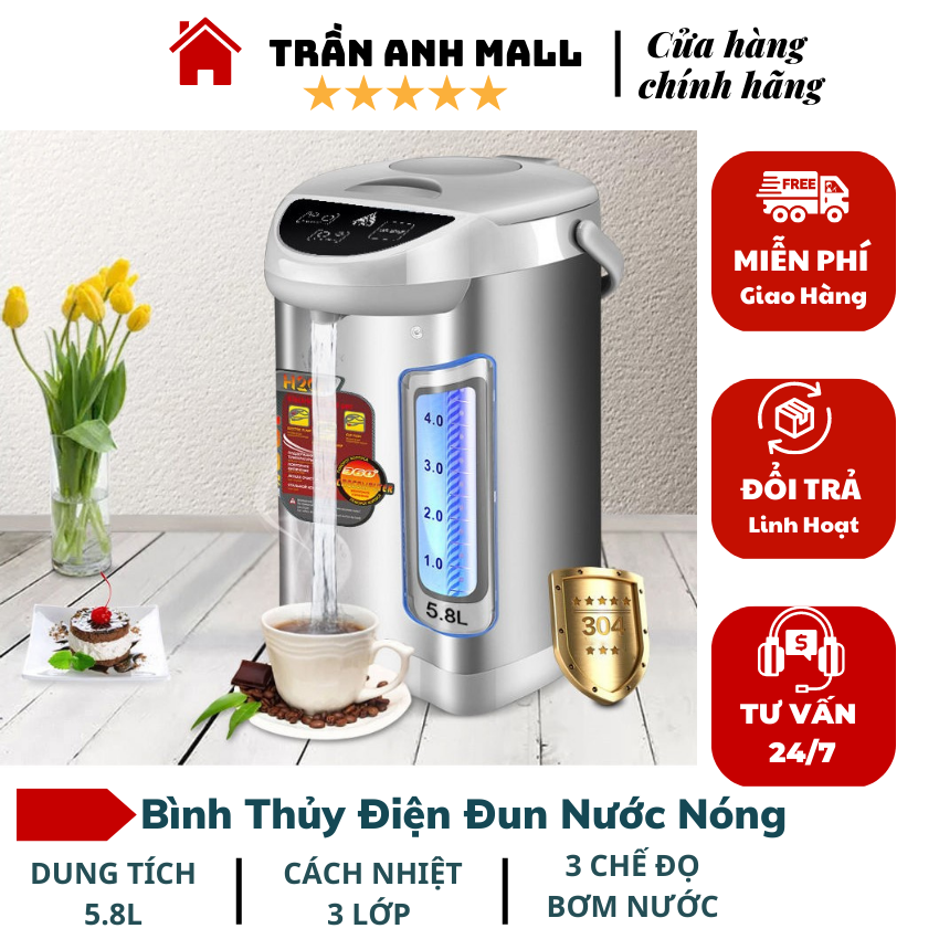Bình thủy điện thông minh, bình thủy điện đa năng, bình đun nước giữ nhiệt - bình thủy điện đun nước nóng 5.8l bình giữ nước nóng siêu lâu, tiện lợi với chế độ tự động đun sôi khi nước nguội, dễ sử dụng, an toàn