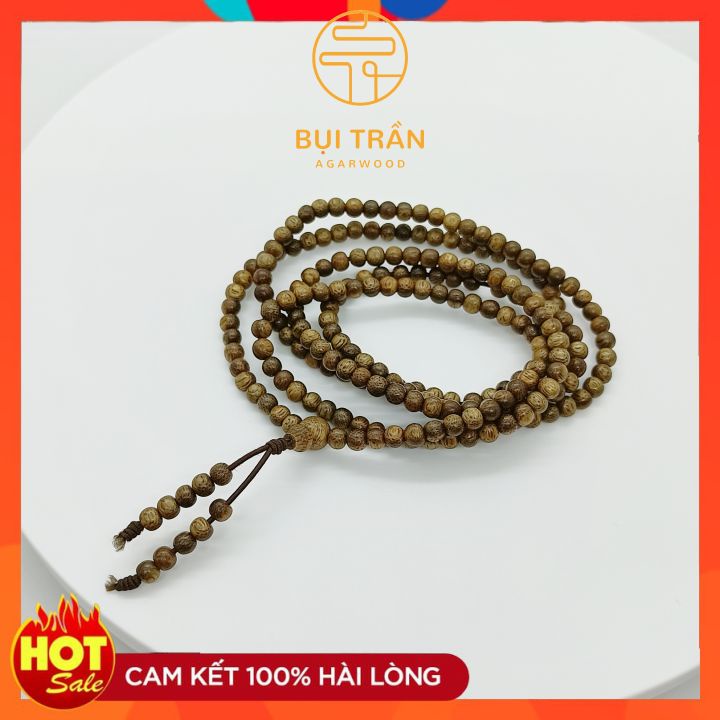 Vòng tay gỗ trầm hương 216 hạt size 4li cuốn 6 vòng tay