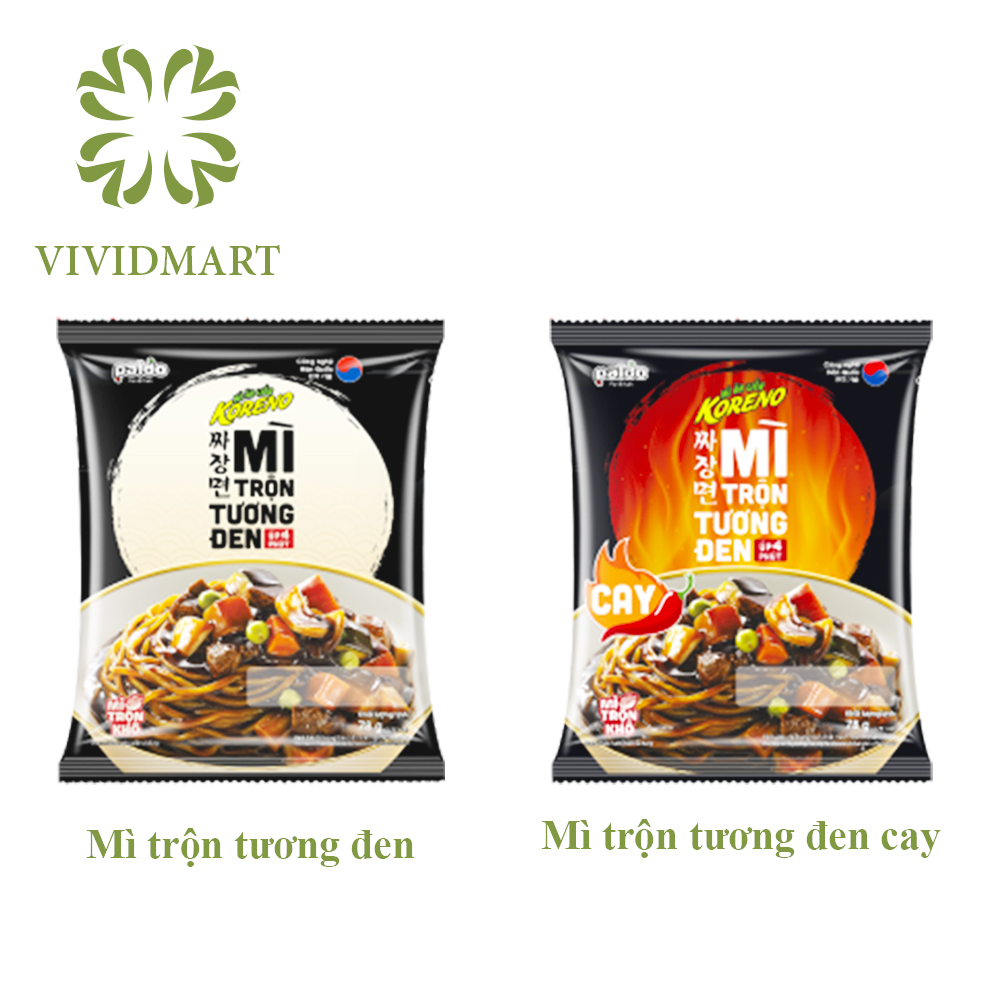 Mì trộn koreno úp 4 phút, 2 vị: tương đen và tương đen cay - mì truyền thống hàn quốc - gói - koreno