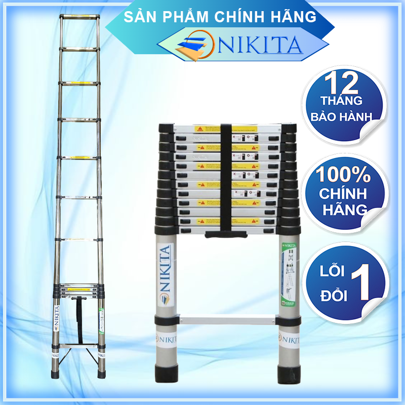 Thang nhôm rút đơn, tiện dụng đa năng, thu gọn mang theo - Hàng chính hãng NIKITA