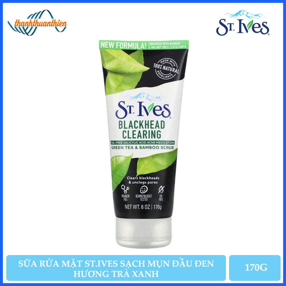 Sữa Rửa Mặt ST.IVES Sạch Mụn Đầu Đen Tinh Chất Trà Xanh (170g)