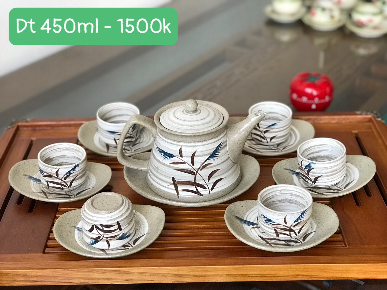 Bộ ấm chén uống trà Bát Tràng chưa bao gồm khay gỗ