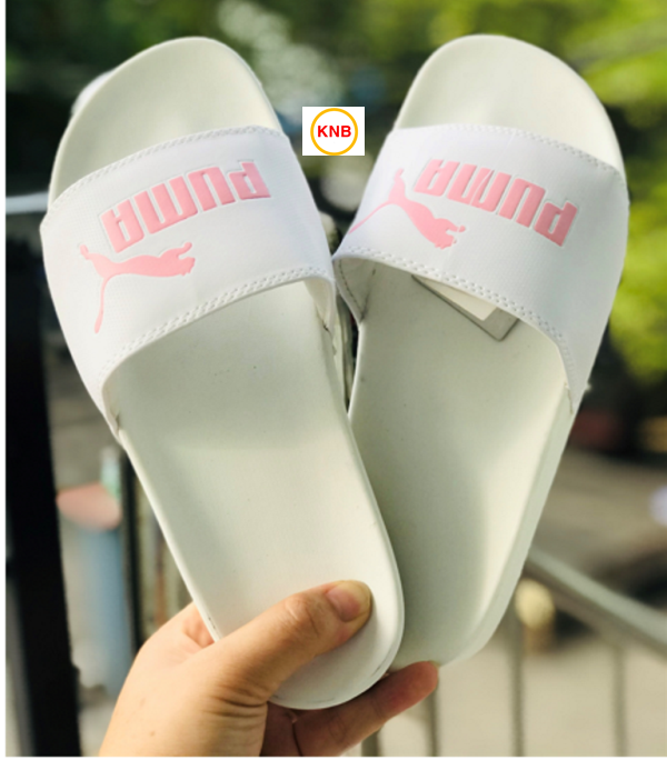 Dép unisex MLB PUMA dép quai ngang thể thao nam nữ, Dép puma mlb bóng chài quai ngang thể thao nam nữ,dép puma nam nữ màu trắng chữ hồng