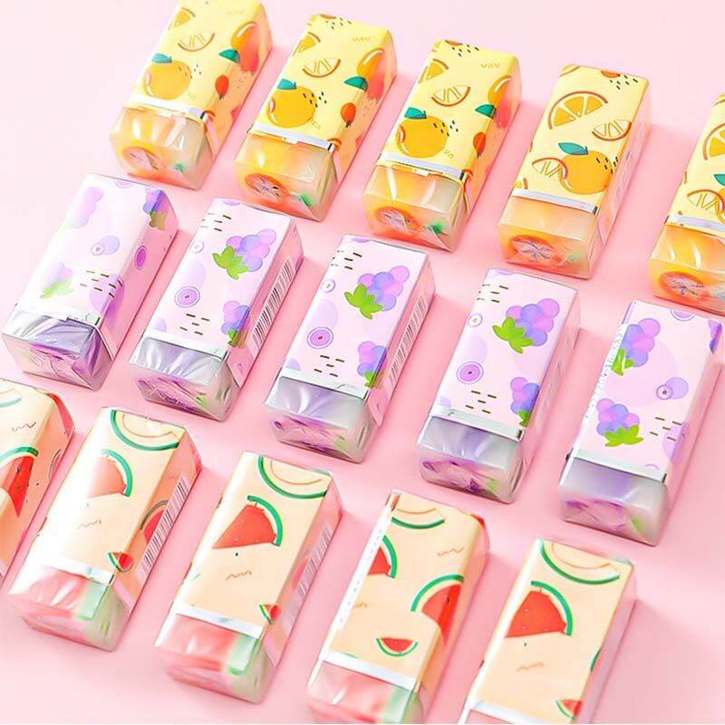 Lốc gồm 36 viên tẩy bút chì họa tiết trái cây dễ thương, thơm tẩy sạch và mềm