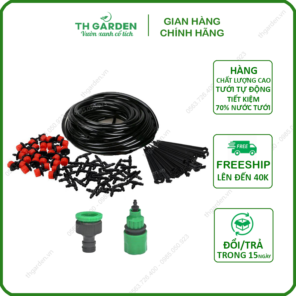 25M Hệ Thống Tưới Nhỏ Giọt Tự Động Cao Cấp TH Garden - Giảm tới 70% lượng nước tưới - Đầy đủ phụ kiện đi kèm