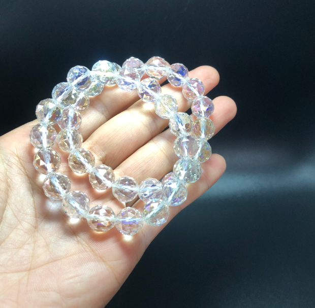 Vòng tay phong thủy pha lê thạch anh trắng lấp lánh - hợp mệnh kim thủy - mang đến nhiều may mắn - mọi việc như ý