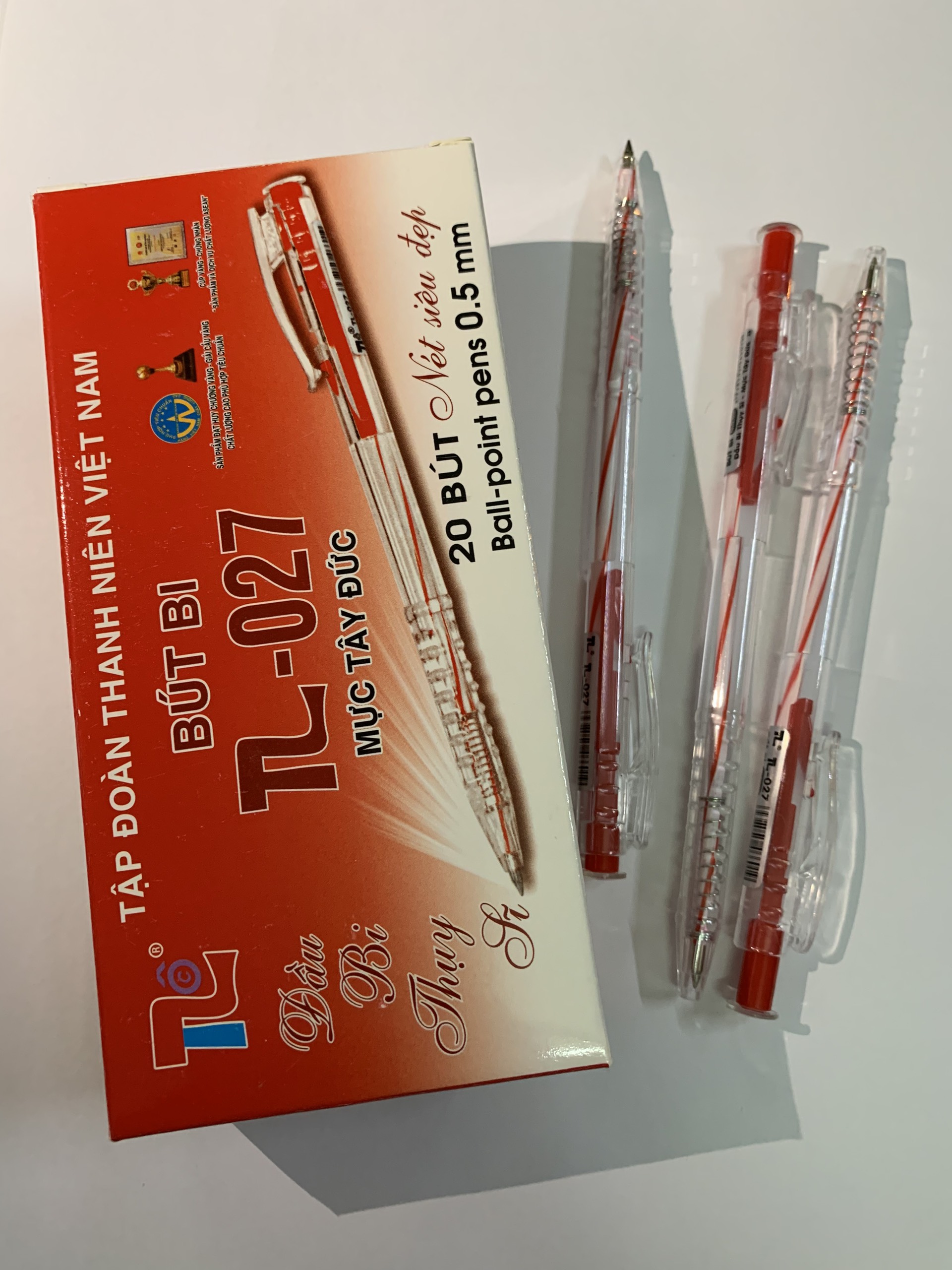 Bút bi 0.5 mm thiên lộc tl-027 - mực đỏ