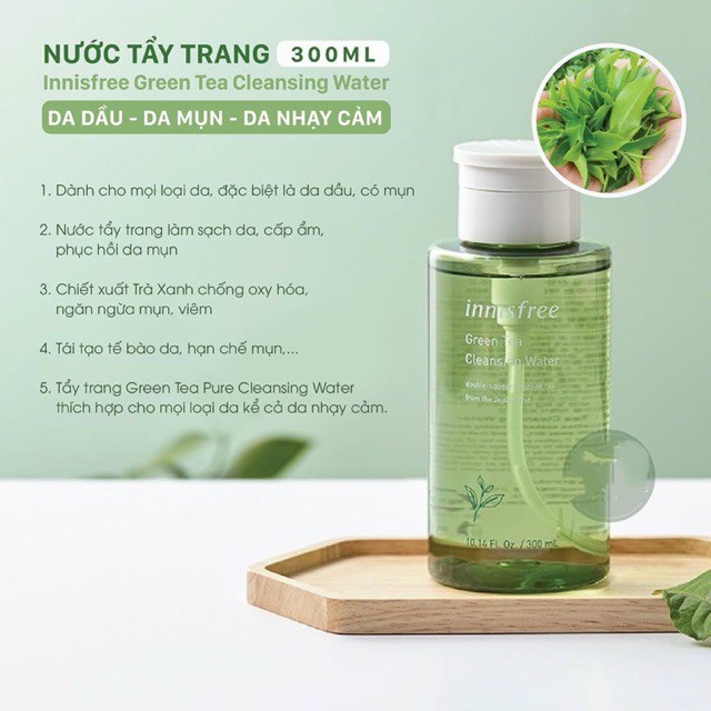 Nước Tẩy Trang Cho Da Dầu Mụn Innisfree Green Tea Cleansing Water 300ml