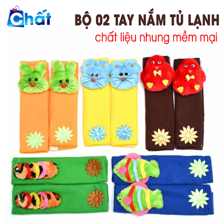 Bộ 2 tay nắm tủ lạnh hình thú bông chất liệu nhung mềm mại an toàn cho trẻ em kích thước 24 cm phù hợp mọi loại tủ lạnh dễ dàng giặt giũ họa tiết ngẫu nhiên