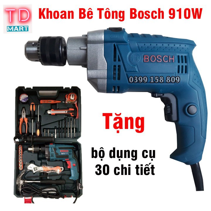 Máy khoan động lực bosh gsb 910w tặng bộ phụ kiện 30 chi tiết